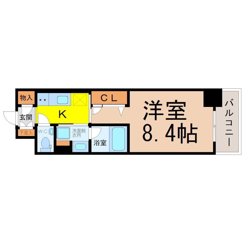 GRAND ESPOIR車道(1K/9階)の間取り写真
