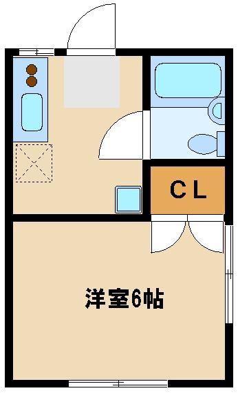 ファミーユ美原(1K/2階)の間取り写真