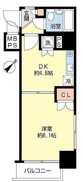 ビバリーホームズ越中島(1DK/3階)の間取り写真