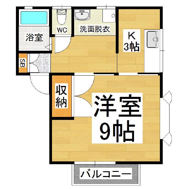広丘コーポ(1K/2階)の間取り写真