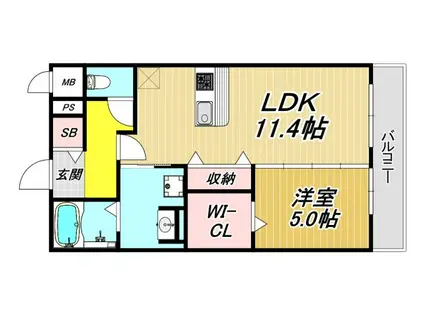 ソラーレ名神町(1LDK/1階)の間取り写真