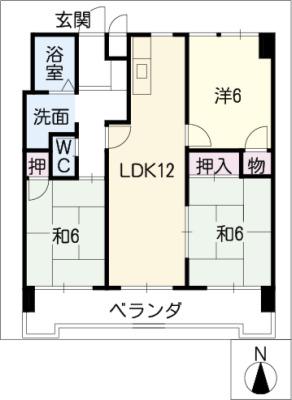 エステート藤薮(3LDK/7階)の間取り写真
