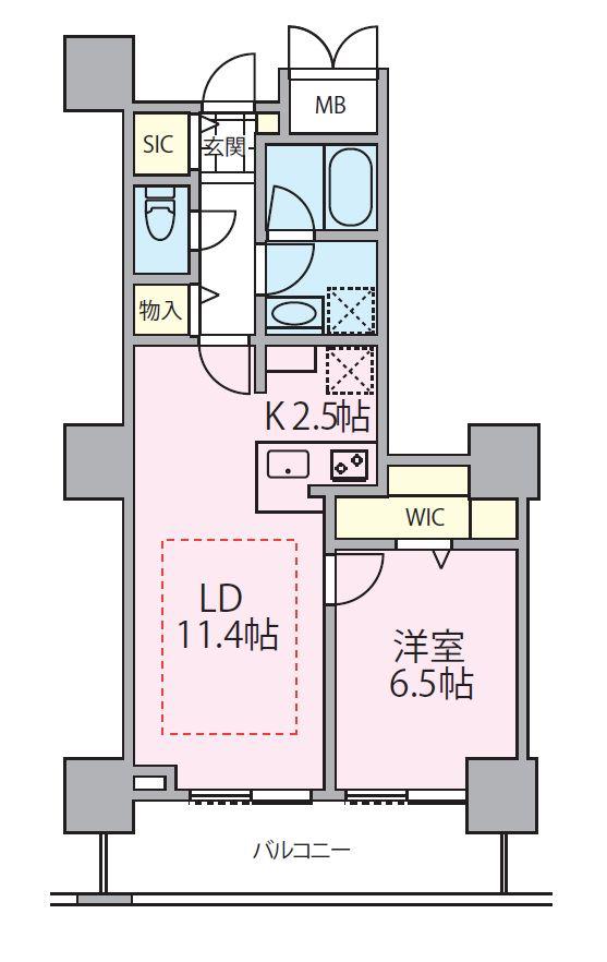 ロイヤルパークスタワー南千住(1LDK/15階)の間取り写真