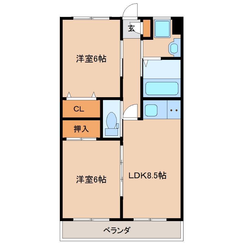 グランビュー1(2LDK/3階)の間取り写真