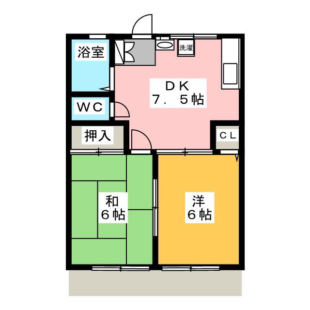 サニーサイドテラス(2DK/1階)の間取り写真