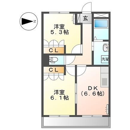 MAJESTAVILLA(2DK/2階)の間取り写真