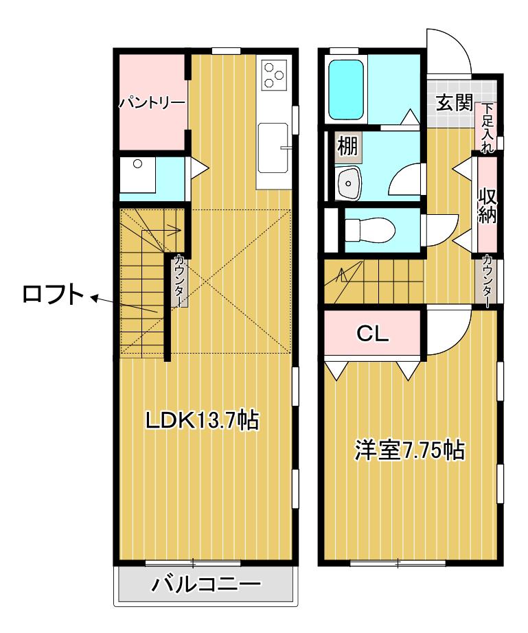 カルマーレ(1LDK/1階)の間取り写真