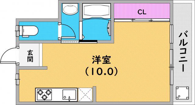 六甲小川マンション(ワンルーム/1階)の間取り写真
