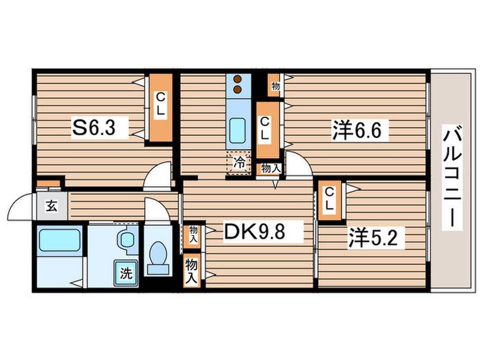 オーキッドレジデンス港北綱島ウエスト(2SDK/3階)の間取り写真