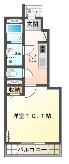 ライラック(1K/1階)の間取り写真