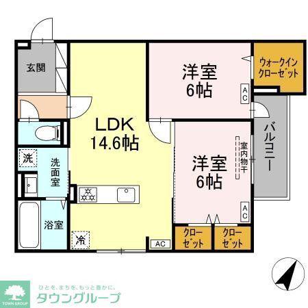 SERENE TERA(2LDK/3階)の間取り写真