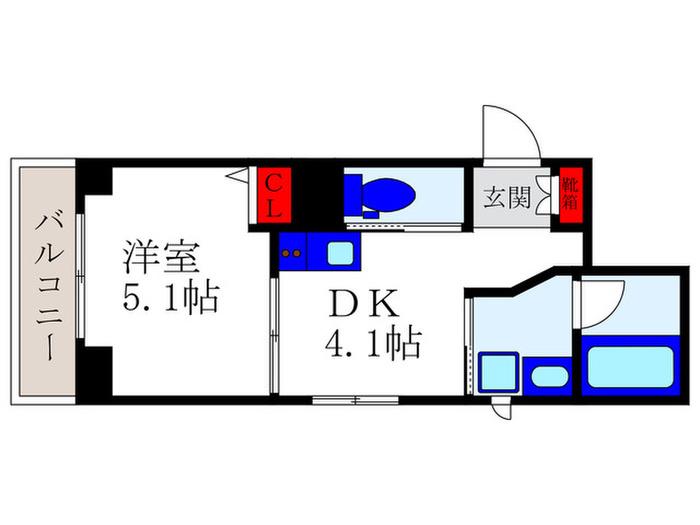 カルム共栄マンション(1DK/6階)の間取り写真