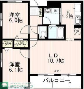 リベルタ椿(2LDK/2階)の間取り写真