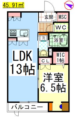 AF ペット共生・カーロ(1LDK/1階)の間取り写真