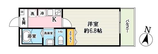 キャメル八王子北野町(1K/2階)の間取り写真