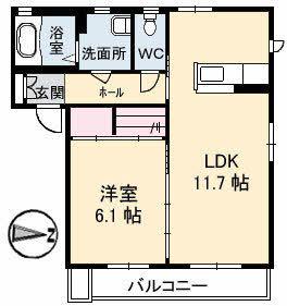 シャーメゾン桜山(1LDK/2階)の間取り写真