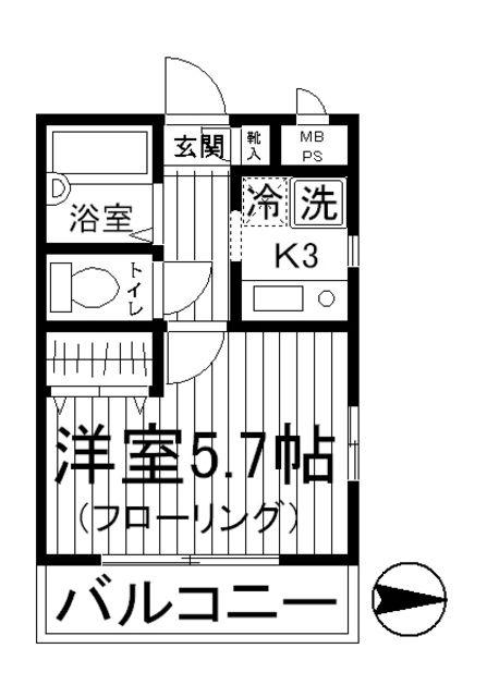 FONTAINE(1K/2階)の間取り写真
