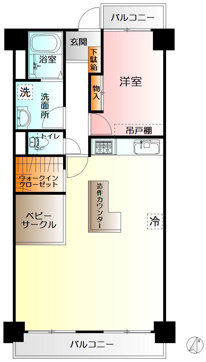 サンパルク650B-3号棟(1LDK/11階)の間取り写真