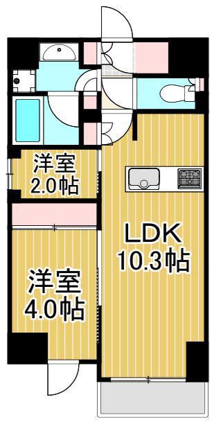 クレストコート北千住レジデンス(2LDK/10階)の間取り写真