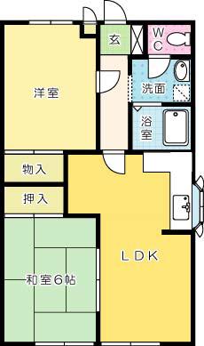 アシハラハイツ(2LDK/2階)の間取り写真