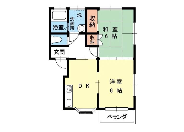 レジデンス千野A105 ア(2DK/1階)の間取り写真