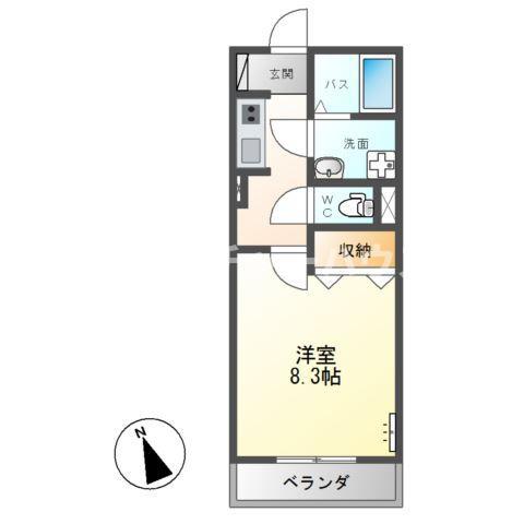 フルール(1K/1階)の間取り写真