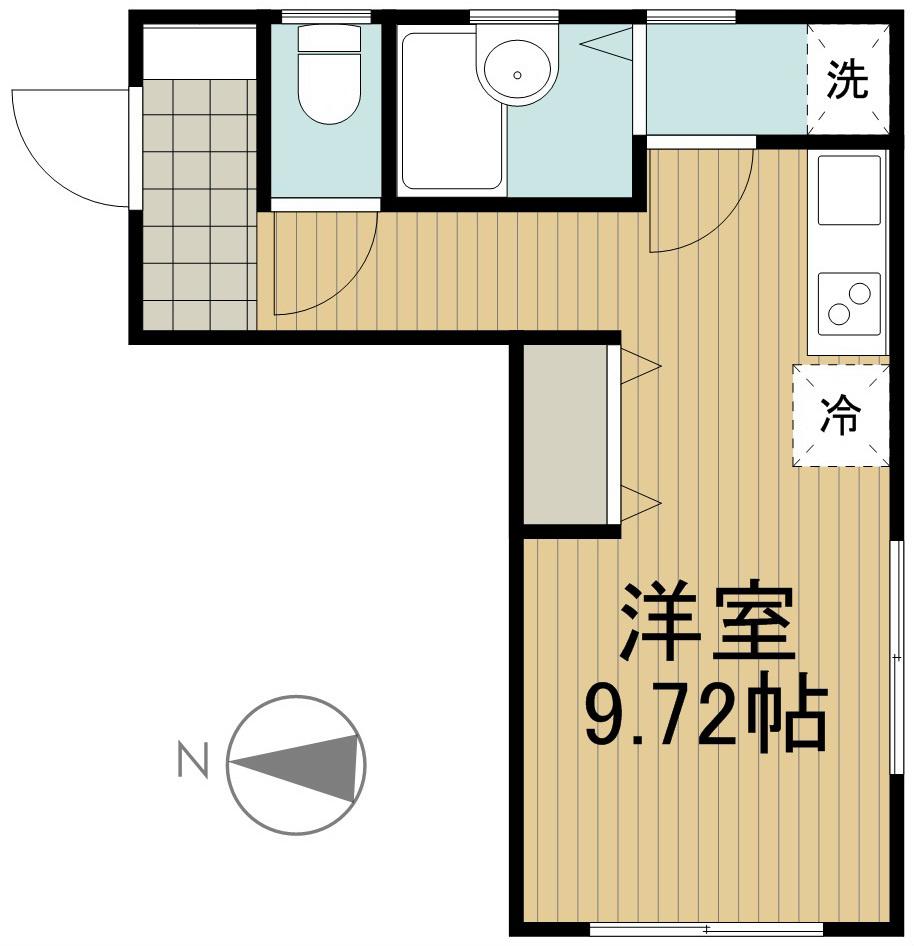 ベースI(ワンルーム/1階)の間取り写真