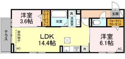 POLARIS(2LDK/1階)の間取り写真
