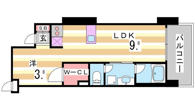 インペリアル新神戸(1LDK/10階)の間取り写真
