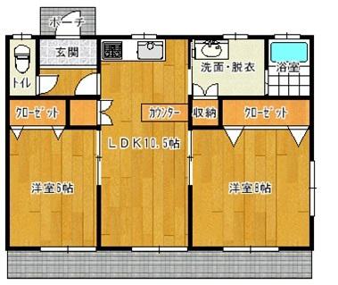 ヒルズ柳川(2LDK/1階)の間取り写真