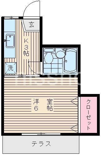 ドミール鷺宮(1K/1階)の間取り写真