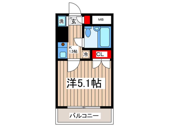 ローズガーデンA47番館(1K/4階)の間取り写真