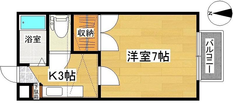 レポネール圭C(1K/1階)の間取り写真