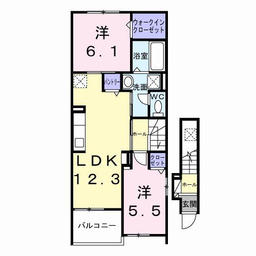 ベルウッド八街VI(2LDK/2階)の間取り写真