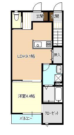 RENATO(1LDK/1階)の間取り写真