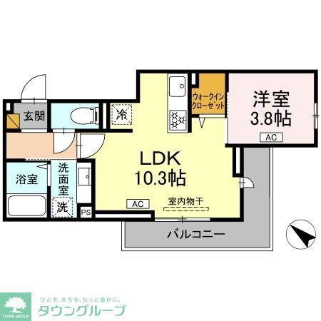 D-ROOM神明町II B B(1LDK/3階)の間取り写真