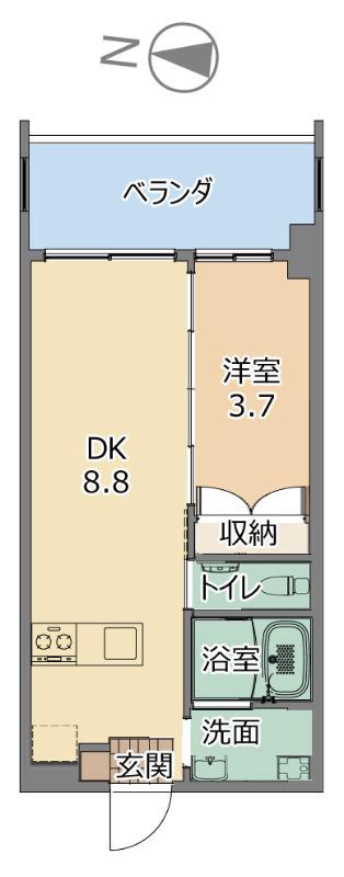 トーマス石川西(1DK/5階)の間取り写真