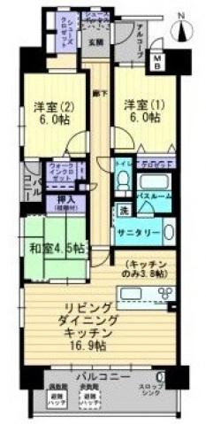 アルファステイツ千舟町通LUXA(3LDK/9階)の間取り写真