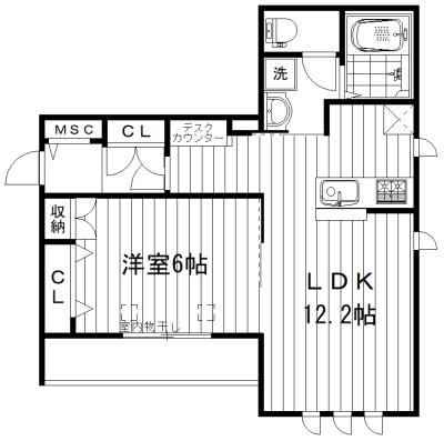 アルテア桃井(1LDK/2階)の間取り写真