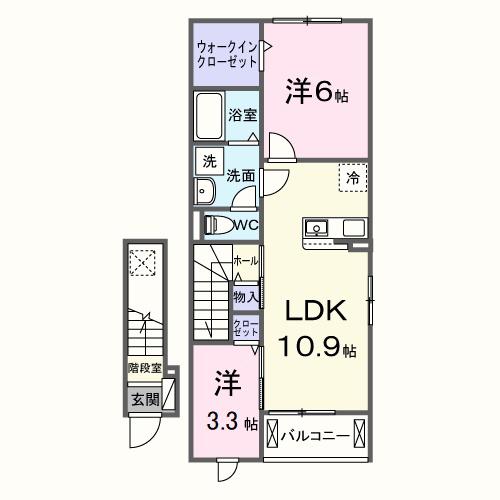 サンリット荒川(2LDK/2階)の間取り写真