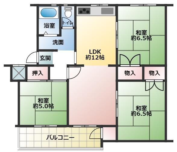 高倉台10団地46号棟(3LDK/5階)の間取り写真