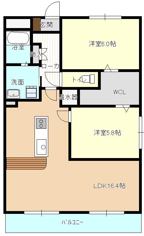 ハイツ清光(2LDK/3階)の間取り写真