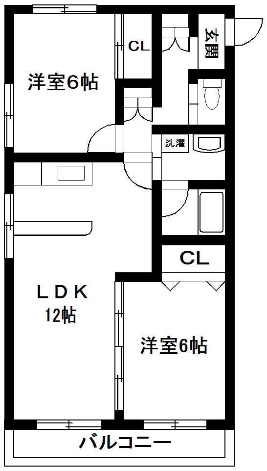 シャトル松井(2LDK/2階)の間取り写真