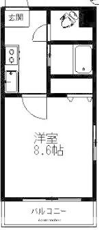 リバティ西新館(1K/4階)の間取り写真