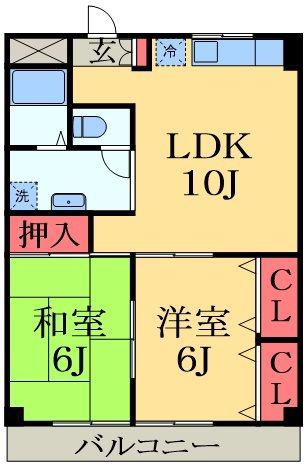ライトヒルズ桜木(2LDK/4階)の間取り写真