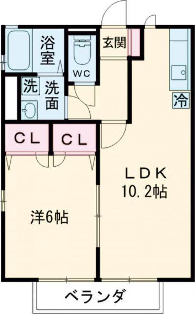 ウェルネスNR(1LDK/2階)の間取り写真
