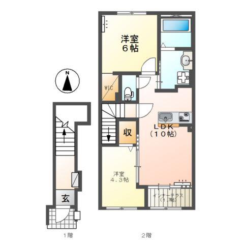 西塚町2丁目アパート(2LDK/2階)の間取り写真