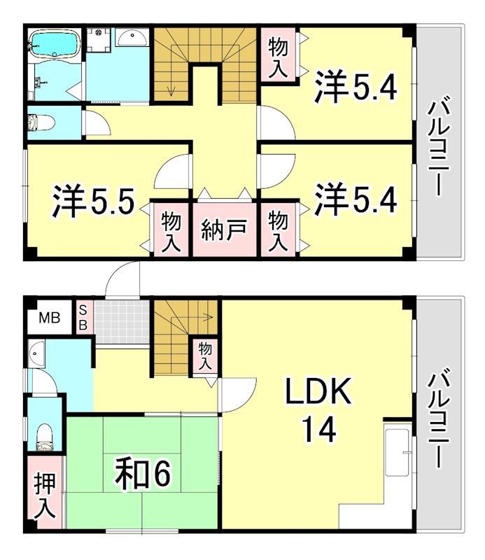 ジョイフル富松(4LDK/1階)の間取り写真