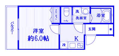 ベルデタンテ大宮公園(1K/2階)の間取り写真