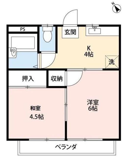 ヤマジンハイツⅢ(2K/1階)の間取り写真